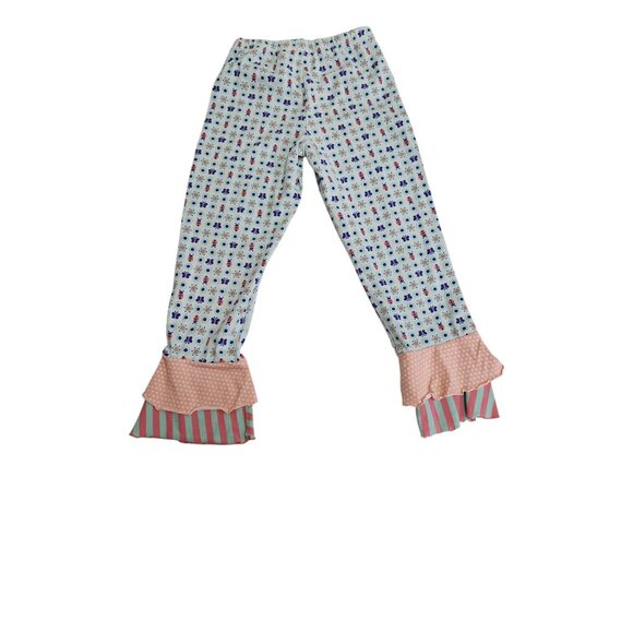 Matilda Jane Girls Ruffle Pants Size 10 Blue Multi-Color Ladybug & Butterfly Pat - Picture 2 of 7